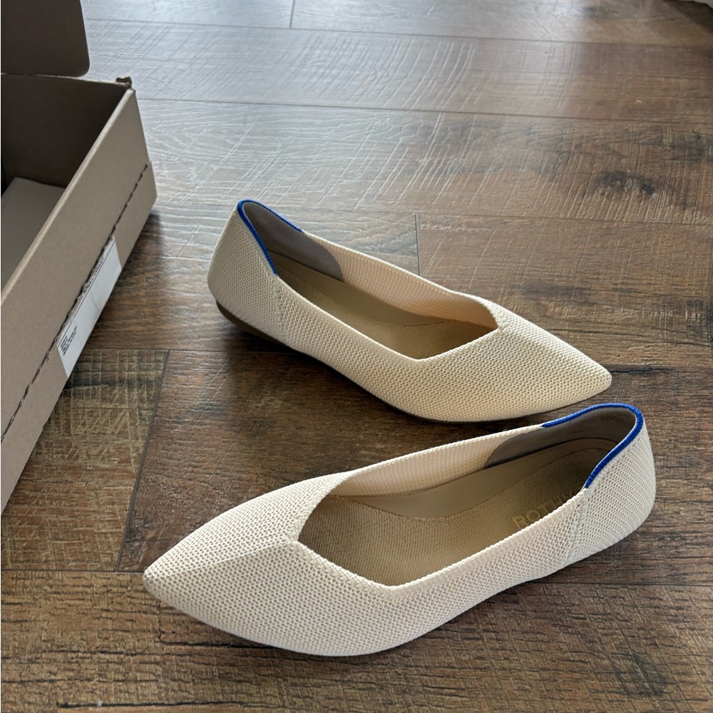 Rothy’s Pointed Flats, white sand, like new
